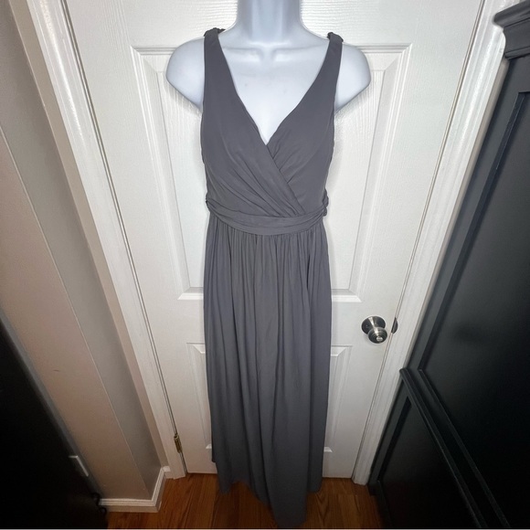 NWT Adrianna Papell Women's 2 Gray Chiffon Drape Back Gown Long Dress XS Formal - Picture 3 of 16